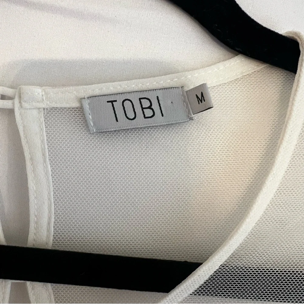 Tobi Sheer White Lace Blouse Top Size M Cottagecore Fairycore Romantic Cotton